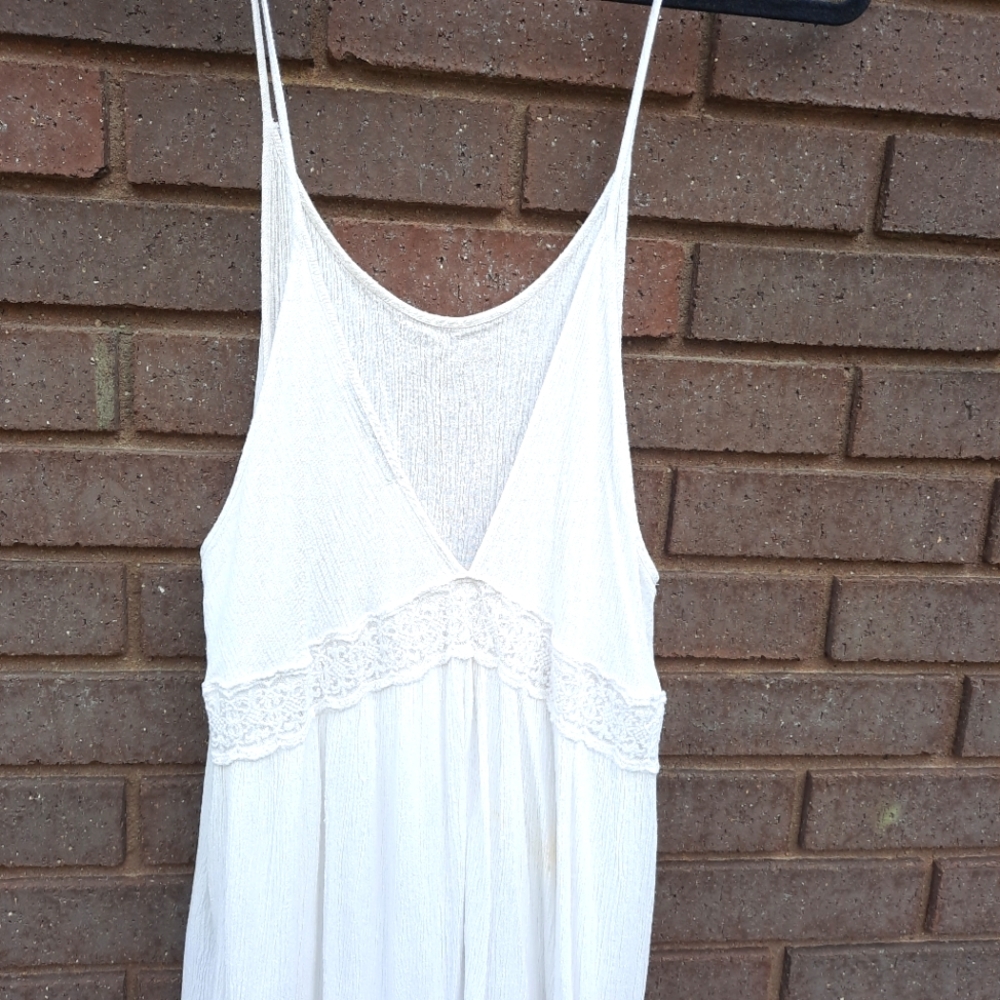 White BOHO Maxi Summer Dress with Macrame Details